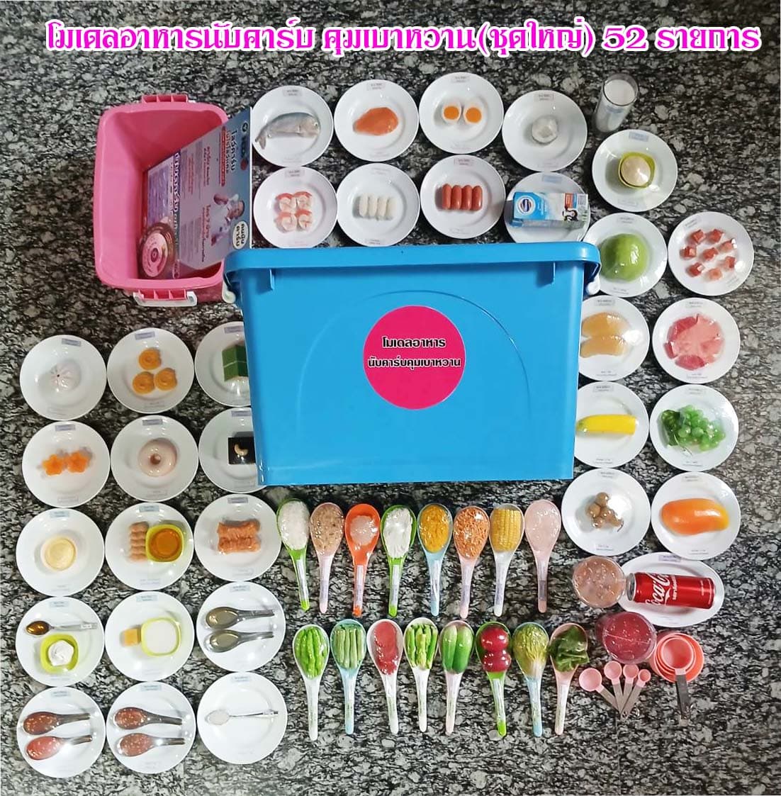 โมเดลอาหารนับคาร์บ คุมเบาหวาน 52 รายการ (ชุดใหญ่) อาหารปลอม ผักผลไม้ปลอม